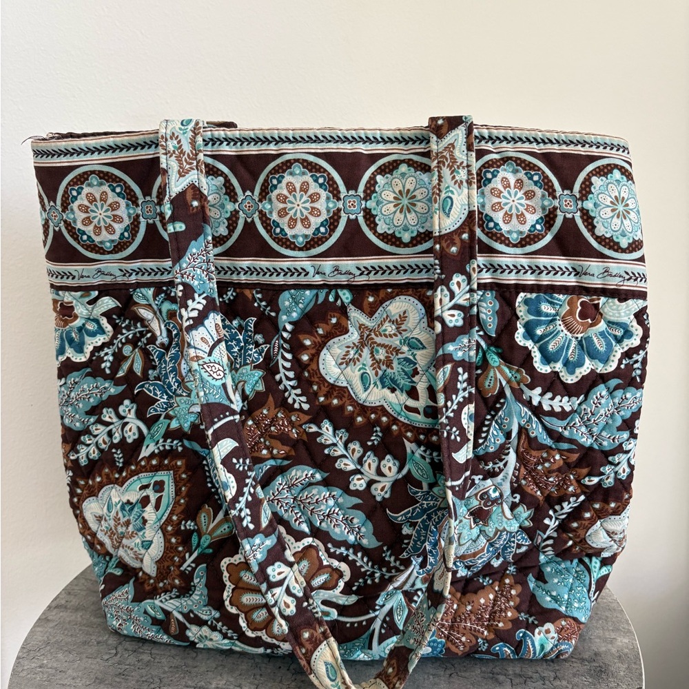Vera Bradley Blue Java Floral Patterned Tote Bag … - image 1
